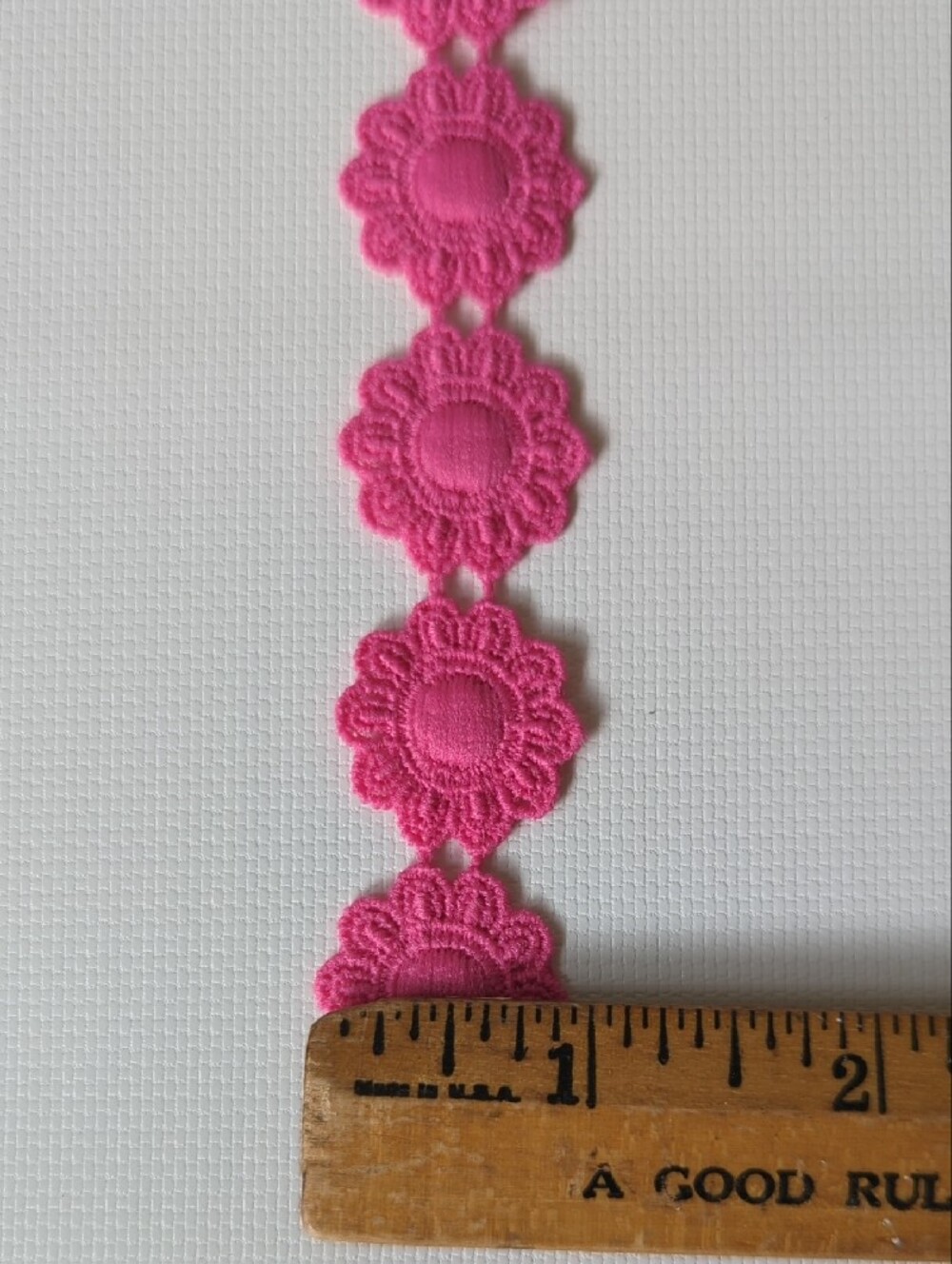 Pink Crochet Flower Trim & Pink Jacquard Ribbon Set - Picture 4 of 6